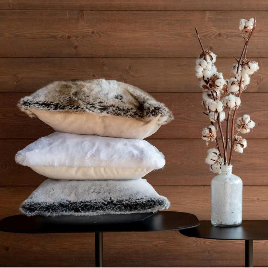 Housse de coussin Maison Prélonge - Fausse fourrure - 30 x 50cm - Coloris Glacier